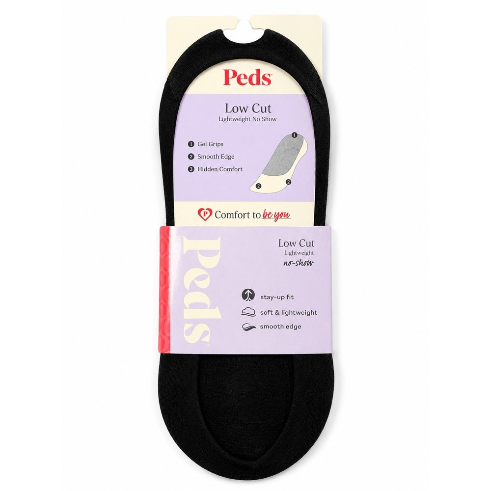 Peds Women's Low Cut No Show Liner Socks Black Medium 5-10 Lightweight NWT